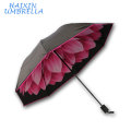 Logo personnalisé de qualité supérieure fleur de mode imprimé à l&#39;intérieur 21 pouces parapluie pliant inverse